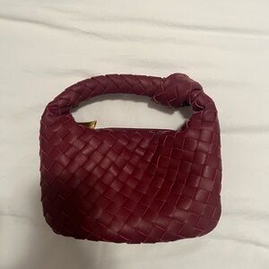 Elegant Burgundy Woven Mini Bag